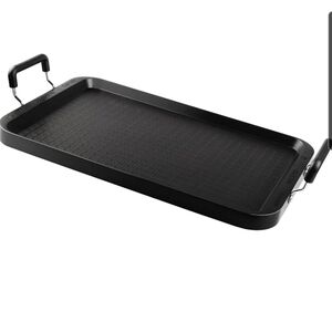 Sleek Stove Top Non Stick Black Griddle Pan with Handles Indoor/ Outdoor